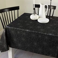 Halloween Twinkle Spider Web Metallic Fabric Table Cloth, Easy Care Tablecloth For Dinners & Parties (Black, 60" X 120" Rectangular) -Peugeot Shop 51xoiUlcwgL