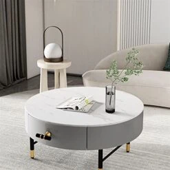 Table Marble Coffee Table Living Room Luxury Round Modern Coffee Table Books Outdoor Furniture -Peugeot Shop 51y2F1MubxL