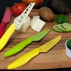 / 4.5" Cheese Knife With Sheath, Colorful Knife, Swiss-Cheese-Holes In Blade Prevent Sticking, Fun Cheese Knives