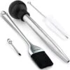 Steel Turkey Baster & Barbecue Basting Brush, With Flavor Injector And Cleaning Brush - By MiiKO