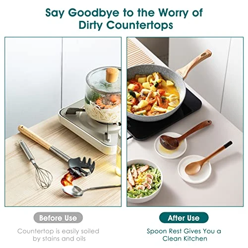 Starry Spoon Rest For Kitchen, 5 Inch Ceramic Spoon Rest For Stove Top, Spoon Holder For Kitchen Counter, Heat-Resistant And Dishwasher Safe, 2 Pack, White 6 Starry Spoon Rest For Kitchen, 5 Inch Ceramic Spoon Rest For Stove Top, Spoon Holder For Kitchen Counter, Heat-Resistant And Dishwasher Safe, 2 Pack, White - Image 6