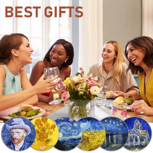 Coasters For Drinks Ceramic Van Gogh Art Coasters Set - Use 6 Famous Van Gogh Paintings, Unique Housewarming Gifts For New Home Decorative By WOWDING 3 Coasters For Drinks Ceramic Van Gogh Art Coasters Set - Use 6 Famous Van Gogh Paintings, Unique Housewarming Gifts For New Home Decorative By WOWDING - Image 3
