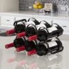 6 Bottle Counter-top Wine Rack - Storage Organizer For Kitchen Countertops, Pantry, Fridge - (Black)