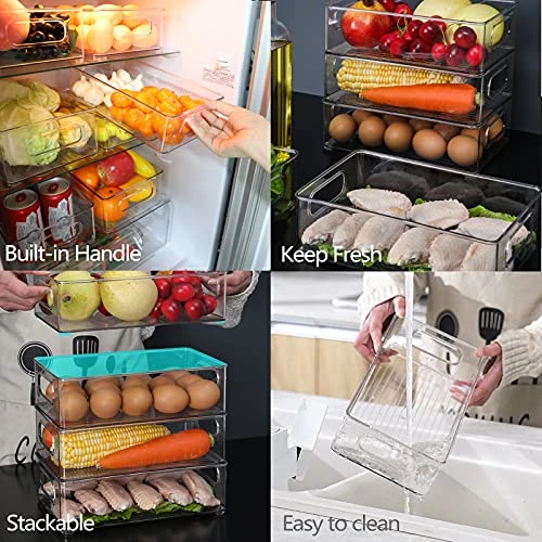 Lachesis Stackable Refrigerator Organizer Bins, Fridge Clear Bins With Handles Kitchen Organizer Fruit Container For Freezer, Pantry, Cabinets, Drawer, Shelves, Plastic Storage Bins 9 Pack 3 Lachesis Stackable Refrigerator Organizer Bins, Fridge Clear Bins With Handles Kitchen Organizer Fruit Container For Freezer, Pantry, Cabinets, Drawer, Shelves, Plastic Storage Bins 9 Pack - Image 3