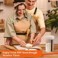 Sourdough Starter Jar With Thermometer Strip, Silicone Scraper, Cloth Cover And Aluminum Lid, 24 Oz Sourdough Starter Kit For Sourdough Bread Baking - Starter Not Included -Peugeot Shop 51yNNtozNSL