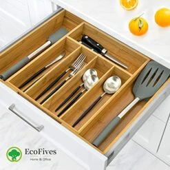 Bamboo Silverware Organizer, Expandable Kitchen Drawer Organizer For Cutlery, Wooden Utensil Holder, Multi-Function Drawer Storage, 5-7 Compartments 7 Bamboo Silverware Organizer, Expandable Kitchen Drawer Organizer For Cutlery, Wooden Utensil Holder, Multi-Function Drawer Storage, 5-7 Compartments -Peugeot Shop 51ySEhbmpiL