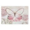 Tempered Glass Cutting Board Tray/Trivet | Botanic Butterfly Blessings Pink Butterfly"Believe" – Mark 9:23 Bible Verse | Inspirational Home And Kitchen Décor