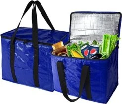 BeeGreen 2 Packs Black Insulated Grocery Bags Collapsible Shopping Cooler Thermal Tote With Zipper For Hot Cold Frozen Food Transport X-Large 60LBS Reusable Durable Long Handles Stands Upright -Peugeot Shop 51yVAVgMcjL. AC