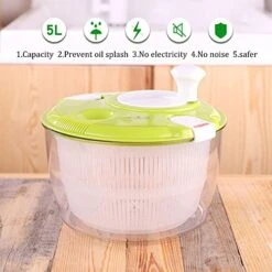 HEIMP Dryer Salad Spinner 5L With Removable Basket Strainer, Drain Water From Lettuce, Spinach And Salad Greens Faster Food Prep Kitchen Slicer -Peugeot Shop 51yWqfVDccS
