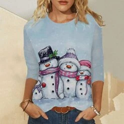 Womens Causal Loose Crewneck Cute Plus Size Sweatshirts Long Sleeve Christmas Print Crew Neck Pullover Top Fall Clothes -Peugeot Shop 51yXKy3x7IL