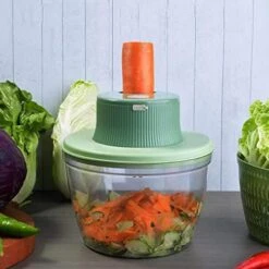 OPAGEE Large Salad Spinner With Bowl And Colander - Multipurpose Lettuce Spinner, Vegetable Dryer, Fruit Washer, Pasta & Chip Spinner, Vegetable Cutter (4 L)