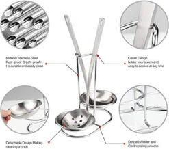 304 Stainless Steel Double Ladles Holder Vertical Spoon Rest Cooking Utensils Stand With 4.3 Inch Bowls -Peugeot Shop 51yeUScHNGL