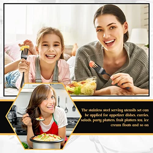 19 Pieces Serving Flatware Set Including Stainless Steel Spatulas, Forks, Spoons, Perforated, Soup, Skimmers Spoon, Buffet Tongs, Heavy Duty Black For Home Buffet(Black) 3 19 Pieces Serving Flatware Set Including Stainless Steel Spatulas, Forks, Spoons, Perforated, Soup, Skimmers Spoon, Buffet Tongs, Heavy Duty Black For Home Buffet(Black) - Image 3