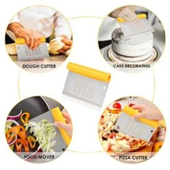 Bench Scraper For Baking, Stainless Steel Dough Scraper/Cutter/Chopper And Flexible Plastic Bowl Scraper Set - Pastry, Pizza Cutter, Baking Tools With Measurement, 2 In 1 Kitchen Scraper -Peugeot Shop 51ypuqVJNNL