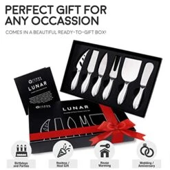 Unar 6-Piece Cheese Knife Set - Premium Stainless Steel Cheese Knives Collection - Charcuterie Board Accessories Gift Ready W/ 15 Festive Recipes 10 Unar 6-Piece Cheese Knife Set - Premium Stainless Steel Cheese Knives Collection - Charcuterie Board Accessories Gift Ready W/ 15 Festive Recipes -Peugeot Shop 51yrH0AIuDL