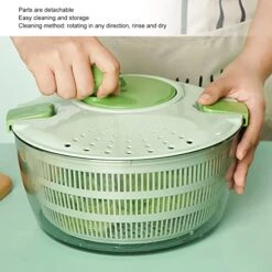 KOAIUS Vegetable Dryer,Salad Spinner,4L Vegetable Dryer PP Salad Spinner Multifunction Salad Drainer Bowl For Home Kitchen Green Baskets -Peugeot Shop 51yxZQdEHzL