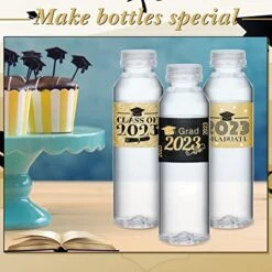 100 Pieces Graduation Water Bottle Labels Class Of 2023 Water Bottle Label Sticker Wrapper Waterproof Graduation Bottle Label For College High School Graduation Party Ornament Favor(Black, Gold) -Peugeot Shop 51z3jrdvyLL