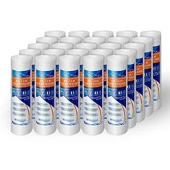 Grooved Sediment Water Filter Cartridge By Ronaqua 10"x 2.5", Four Layers Of Filtration, Removes Sand, Dirt, Silt, Rust, Made From Polypropylene (25 Pack, 1 Micron)