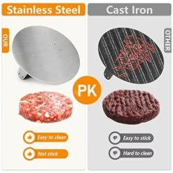 HULISEN Stainless Steel Bacon Press, 8.5-Inch Round Heavy-Duty Grill Press With Wood Handle, Non Stick Large Burger Press, Griddle BBQ Accessories For Steak Weight, Panini Sandwich -Peugeot Shop 51z43Hq3U5L