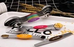 Magnetic Measuring Spoons Set Of 9 Stainless Steel Stackable Dual Sided Teaspoon Tablespoon For Measuring Dry And Liquid Ingredients Fits In Spice Jars -Peugeot Shop 51z5IQzPrGL