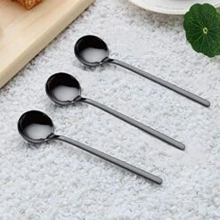 Set Of 8 Mini Espresso Spoons 5.3-inch Matte Black Frosted Handle Stainless Steel Coffee Spoons For Dessert Tea Ice Cream Sugar Cake Coffee -Peugeot Shop 51z65xfo9wL