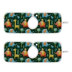Kcldeci 2 Pack Faucet Mat Splash Guard For Kitchen Sink,Elephants Giraffe Bird Palm 23x5 Inch Faucet Handle Drip Catcher Tray Absorbent Mat Fast Dry Mat For Kitchen, Bathroom
