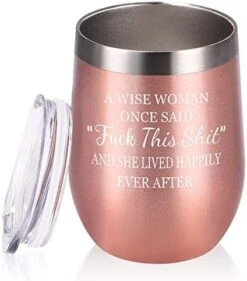 A Wise Woman Once Said Wine Tumbler For Women, Stainless Steel Wine Tumbler For Friends Coworker Divorce Retirement, 12 Oz Insulated Tumbler With Lid And Straw, Rose Gold -Peugeot Shop 51z7IutY5L. AC
