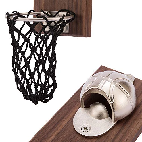 Magnetic Basketball Bottle Opener, Wooden Wall Mounted Opener With Cap Collector Catcher, Ideal Gift For Basketball And Beer Lovers, Use As Kitchen-Yard-Bar Decoration 4 Magnetic Basketball Bottle Opener, Wooden Wall Mounted Opener With Cap Collector Catcher, Ideal Gift For Basketball And Beer Lovers, Use As Kitchen-Yard-Bar Decoration - Image 4