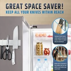 Fridge Applicable Stainless Steel Magnetic Knife Holder With Anti-Slide Upgrade - 12 Inch Professional Double Sided Knife Strip For Refrigerator - Knife Rack/Knife Bar With Powerful Pull Force 12 Fridge Applicable Stainless Steel Magnetic Knife Holder With Anti-Slide Upgrade - 12 Inch Professional Double Sided Knife Strip For Refrigerator - Knife Rack/Knife Bar With Powerful Pull Force -Peugeot Shop 51z8dl6iR1L