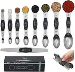 Magnetic Measuring Spoons Set, 9 Pieces Stainless Steel 18/8 Teaspoon Measuring Spoons Set Stackable Fits In Spice Jars Or Liquid -Peugeot Shop 51zBTVQDLHL. AC