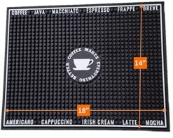 Premium Coffee Bar Mat - Non-Slip, Absorbent, And Multi-Purpose - Heavy Duty Commercial Grade Rubber - Perfect Spill Mat And Placemat For Countertop And Bar Area - Designed In USA - 18"x14" (Black) -Peugeot Shop 51zDc2KqW8L