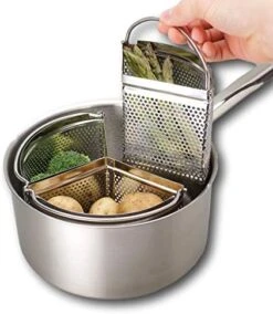 Saucepan Triple Divider Steamer Basket Separator Set – Pressure Cooker Accessories, Saves Energy/Space. Professional 7”/18cm Stainless Steel Strainer. Ideal For Vegetables, Potatoes, Eggs And Pasta -Peugeot Shop 51zFg1JKaRL. AC