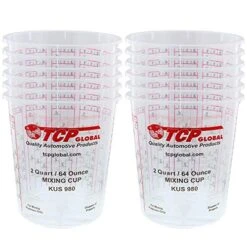 - Pack Of 12-64 Ounce Graduated Paint Mixing Cups (2 Quarts) - Cups Have Calibrated Mixing Ratios On Side Of Cup - Cups Hold 80-Fluid Ounces Epoxy Resin