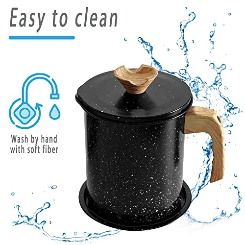 Bacon Grease Container With Strainer, Black Grease Catcher 1.4L, Cooking Oil Filter With Lid And Leak Proof Plate For Kitchen ,Oil Can Storage Lard For Cooking. 4 Bacon Grease Container With Strainer, Black Grease Catcher 1.4L, Cooking Oil Filter With Lid And Leak Proof Plate For Kitchen ,Oil Can Storage Lard For Cooking. - Image 4