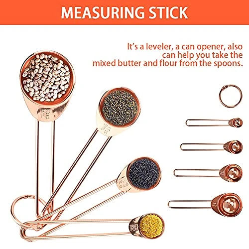 8 Pcs Measuring Cups And Spoons Set Intsun Stainless Steel Rose Gold Measuring Cups & Spoons With Engraved Marking Ruler For Measuring Dry & Liquid Ingredients Baking Cooking, Mixing & Food Processing 3 8 Pcs Measuring Cups And Spoons Set Intsun Stainless Steel Rose Gold Measuring Cups & Spoons With Engraved Marking Ruler For Measuring Dry & Liquid Ingredients Baking Cooking, Mixing & Food Processing - Image 3
