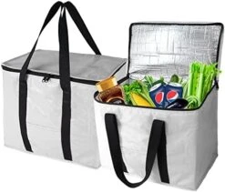 BeeGreen 2 Packs Black Insulated Grocery Bags Collapsible Shopping Cooler Thermal Tote With Zipper For Hot Cold Frozen Food Transport X-Large 60LBS Reusable Durable Long Handles Stands Upright -Peugeot Shop 51zONBkYy7L. AC