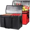 2-Pack Insulated Food Delivery Bag, XXX-Large Meal Grocery Tote Insulation Bag For Hot And Cold Food, Commercial, Large Capacity Reusable Warming Bag, Black + Red