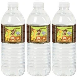 Funfari - Fun Safari Jungle - Baby Shower Or Birthday Party Water Bottle Sticker Labels - Set Of 20