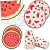 Watermelon Party Supplies Tableware Set 24 9" Plates 24 7" Plate 24 9 Oz. Cups 50 Lunch Napkins Pink Green Melon Fruit Slice Disposable Paper Goods For Summer Picnic Baby Shower & Birthday Party Decor