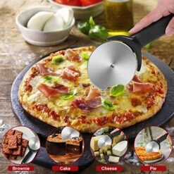 Pizza Cutter Wheel, Quality Stainless Steel Pizza Wheel, Super Sharp Pizzar Slicer With Non Slip Handle And Protective Cove, Food Grade Kitchen Tool - Dishwasher Safe - 3.5 Inch -Peugeot Shop 51zfluzLlvL