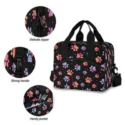 Insulated Lunch Bag Reusable Lunch Box Lunch Cooler Tote Bags Dog Paw Print Adult Durable Water-Resistant Lunch Boxes For Women & Men -Peugeot Shop 51zoFAacpQS