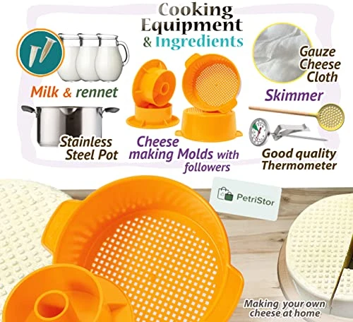 2 Pcs Cheesemaking Kit Сheese Mold Press Strainer Cheese With Follower Piston 40 Oz (1,2 Liters) Tofu Press Mold Cheese Making Kit Machine Color Yellow 2 2 Pcs Cheesemaking Kit Сheese Mold Press Strainer Cheese With Follower Piston 40 Oz (1,2 Liters) Tofu Press Mold Cheese Making Kit Machine Color Yellow - Image 2