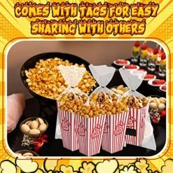 50 Set 28 Oz Popcorn Boxes With Clear Treat Bag Twist Ties Sticker Greaseproof Popcorn Bags Popcorn Buckets Red And White Colored Stripes Popcorn Containers For Carnival Party Movie Theater Decor -Peugeot Shop 6105iVvksZL