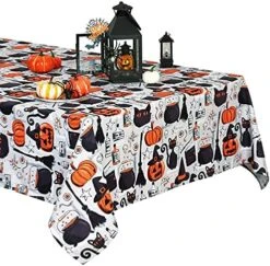 Halloween Printed Tablecloth 57x120 Inches Broom Cat Polyester Fabric Pumpkin Tablecloth For Holiday Party Dinner Table Cover Decor -Peugeot Shop 610aUNREZL. AC