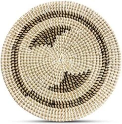 Basket Wall Decor Boho - Round Rattan Serving Tray - Decorative Seagrass Tray - Hanging Wall Basket Decor - Dining Table Decor - Woven Tray (35cm/13.7in) -Peugeot Shop 610hO3jxuJL. AC