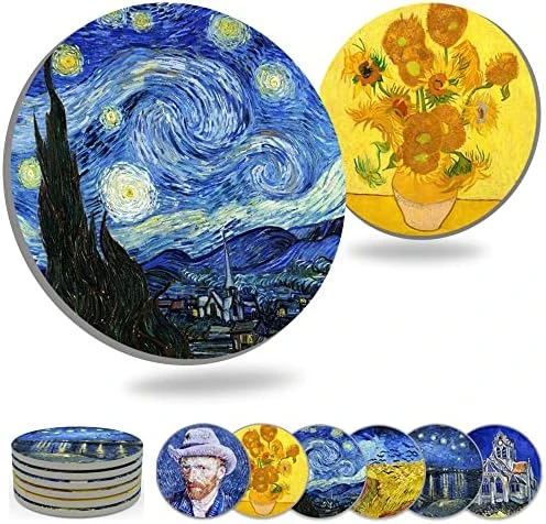 Coasters For Drinks Ceramic Van Gogh Art Coasters Set - Use 6 Famous Van Gogh Paintings, Unique Housewarming Gifts For New Home Decorative By WOWDING 8 Coasters For Drinks Ceramic Van Gogh Art Coasters Set - Use 6 Famous Van Gogh Paintings, Unique Housewarming Gifts For New Home Decorative By WOWDING - Image 8