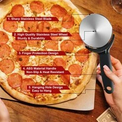 Pizza Cutter Wheel, Quality Stainless Steel Pizza Wheel, Super Sharp Pizzar Slicer With Non Slip Handle And Protective Cove, Food Grade Kitchen Tool - Dishwasher Safe - 3.5 Inch -Peugeot Shop 612EgtAqheL