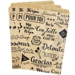 Kraft Paper Thank You Bags - Treat Or Merchandise Sack - Kraft Brown And Black - 5 X 7 Inches - 50 Pack