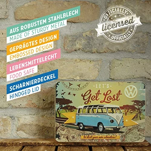 Nostalgic Art Retro Storage Tin Box Flat, 84.5 Oz, VW Bulli – Let's Get Lost – Volkswagen Bus Gift Idea, Metal Can With Lid, Decorative Vintage Design 3 Nostalgic Art Retro Storage Tin Box Flat, 84.5 Oz, VW Bulli – Let's Get Lost – Volkswagen Bus Gift Idea, Metal Can With Lid, Decorative Vintage Design - Image 3