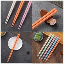 Colorful Fiberglass Chopsticks, Dishwasher Safe Chopstick, Reusable Non-slip Chop Sticks, Lightweight Chopsticks 9 1/2 Inches, 5 Pairs